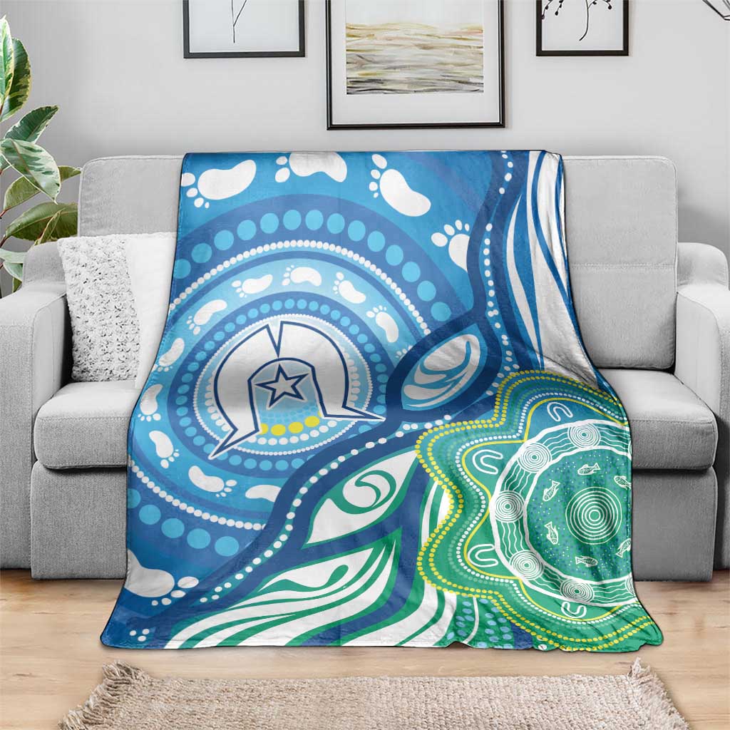 Torres Strait Islander Blanket Aboriginal Blue Art - Vibe Hoodie Shop