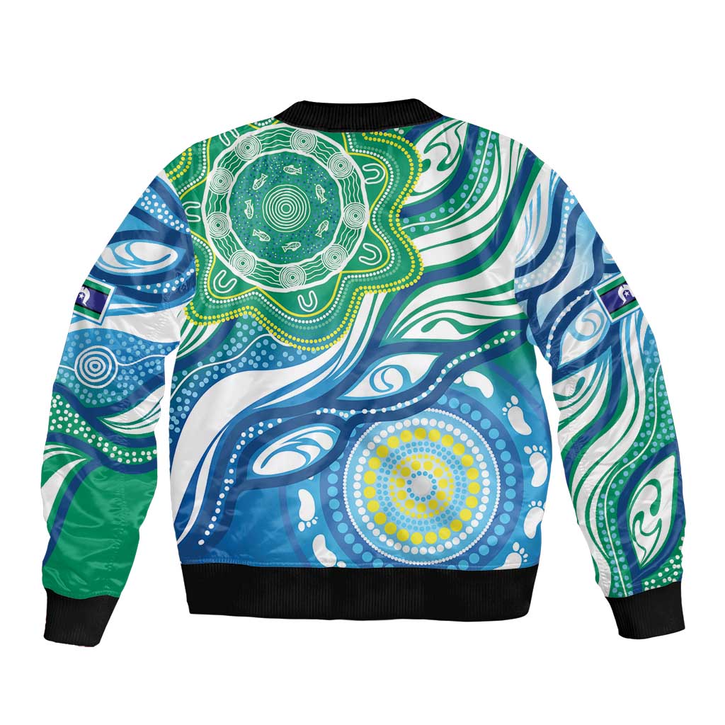 Torres Strait Islander Bomber Jacket Aboriginal Blue Art - Vibe Hoodie Shop