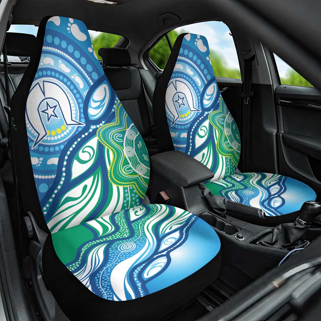 Torres Strait Islander Car Seat Cover Aboriginal Blue Art - Vibe Hoodie Shop