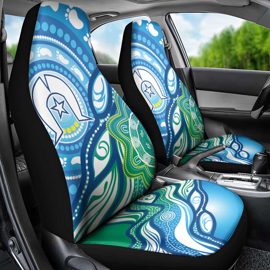 Torres Strait Islander Car Seat Cover Aboriginal Blue Art - Vibe Hoodie Shop