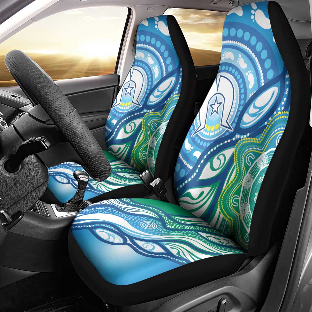 Torres Strait Islander Car Seat Cover Aboriginal Blue Art - Vibe Hoodie Shop