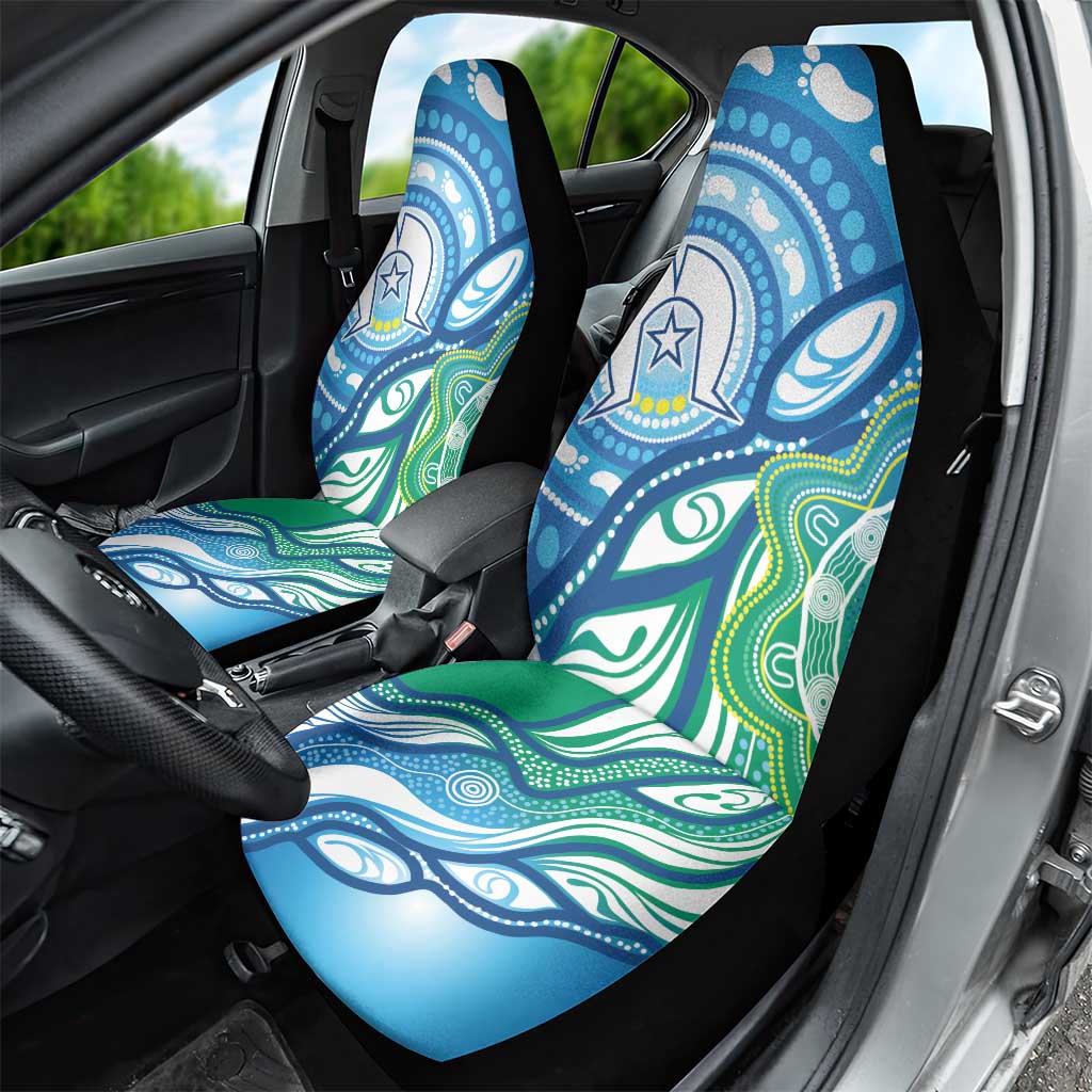 Torres Strait Islander Car Seat Cover Aboriginal Blue Art - Vibe Hoodie Shop