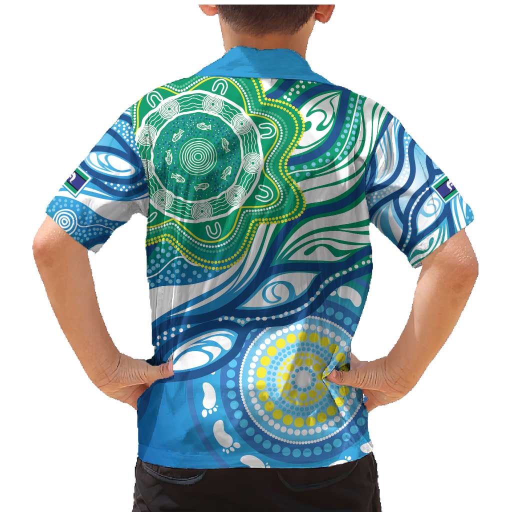 Torres Strait Islander Family Matching Mermaid Dress and Hawaiian Shirt Aboriginal Blue Art