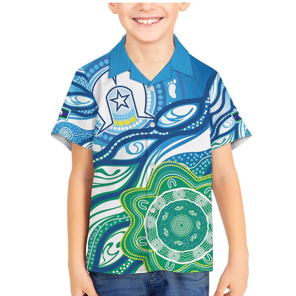 Torres Strait Islander Family Matching Mermaid Dress and Hawaiian Shirt Aboriginal Blue Art