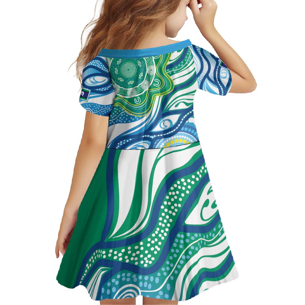 Torres Strait Islander Family Matching Off Shoulder Maxi Dress and Hawaiian Shirt Aboriginal Blue Art