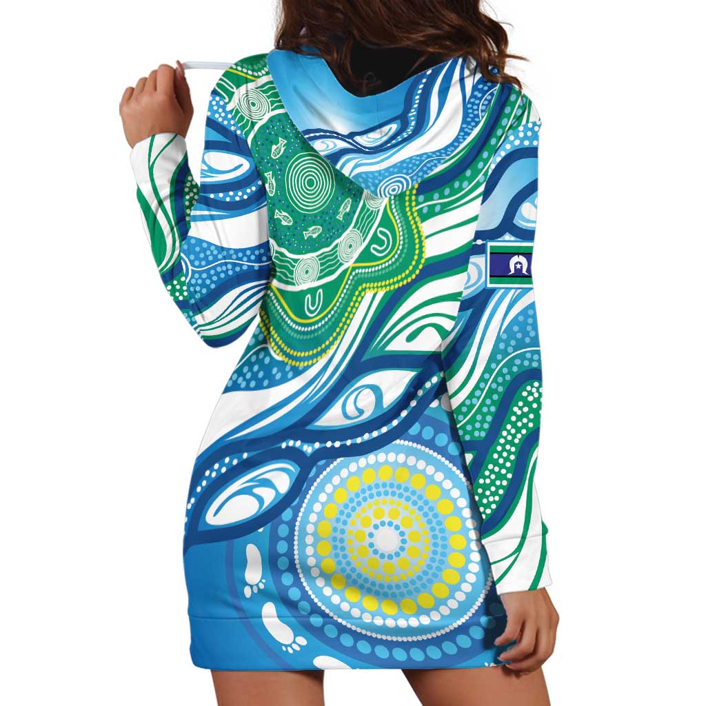 Torres Strait Islander Hoodie Dress Aboriginal Blue Art - Vibe Hoodie Shop