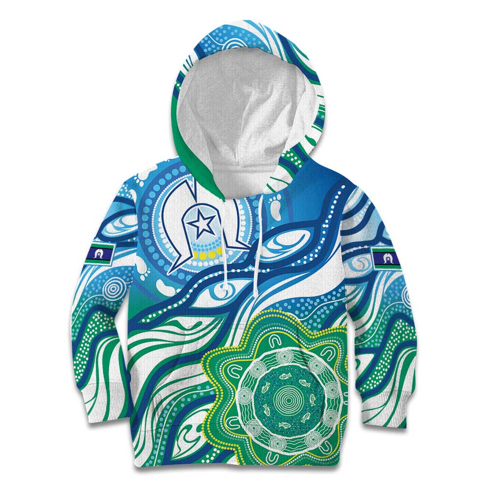 Torres Strait Islander Kid Hoodie Aboriginal Blue Art - Vibe Hoodie Shop