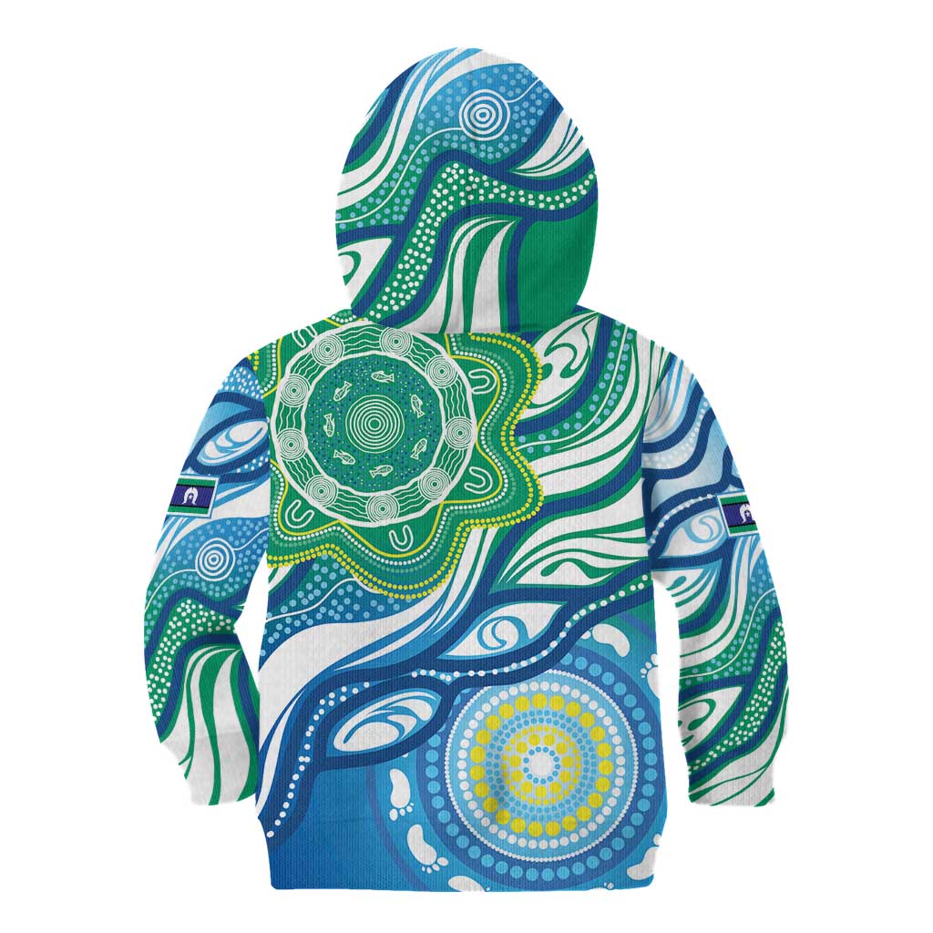 Torres Strait Islander Kid Hoodie Aboriginal Blue Art - Vibe Hoodie Shop