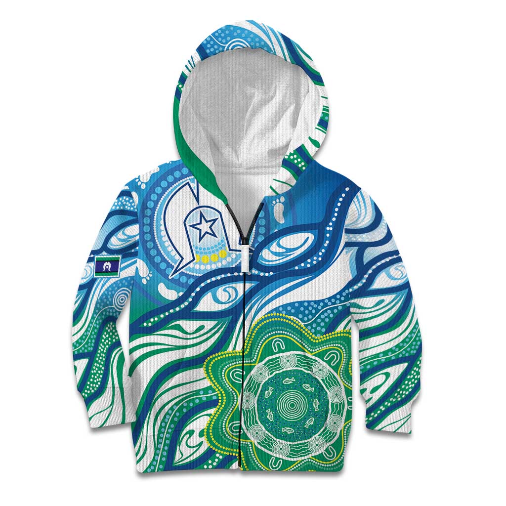 Torres Strait Islander Kid Hoodie Aboriginal Blue Art - Vibe Hoodie Shop