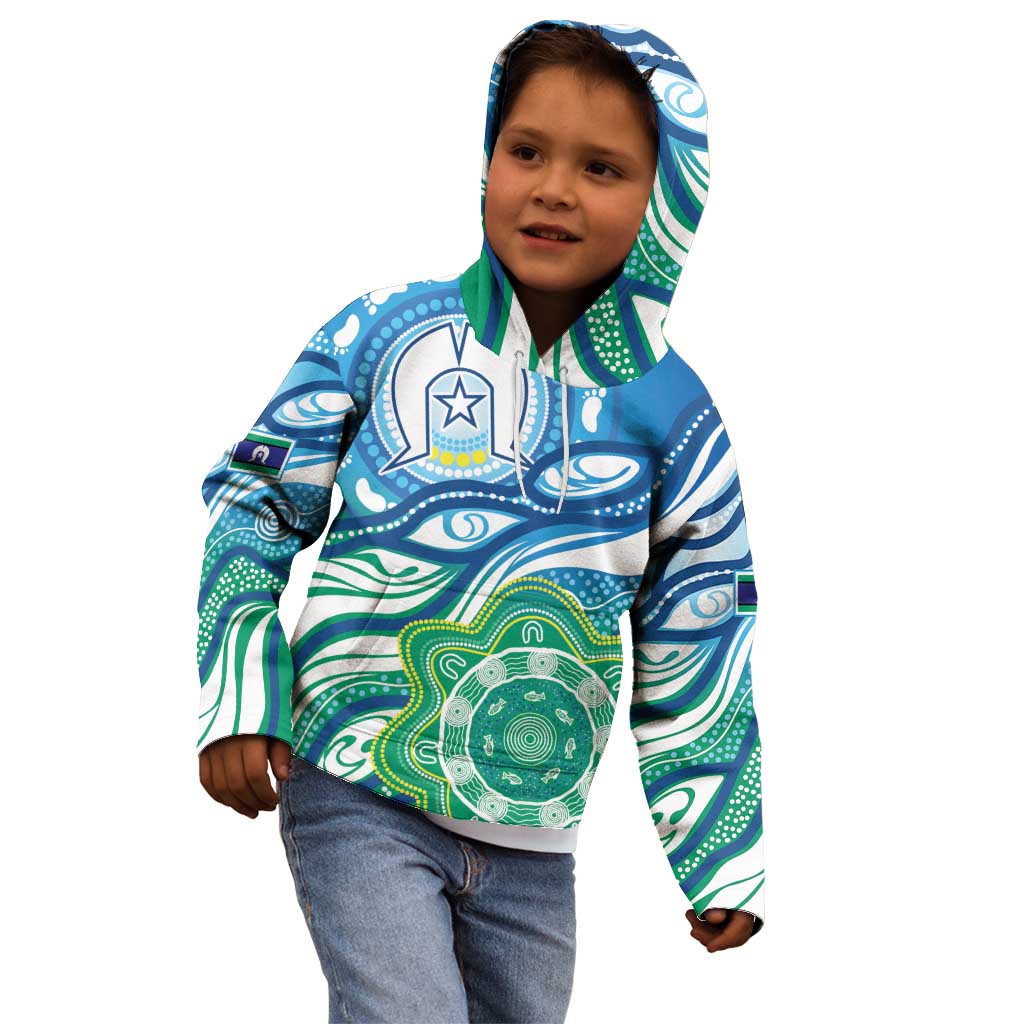 Torres Strait Islander Kid Hoodie Aboriginal Blue Art - Vibe Hoodie Shop