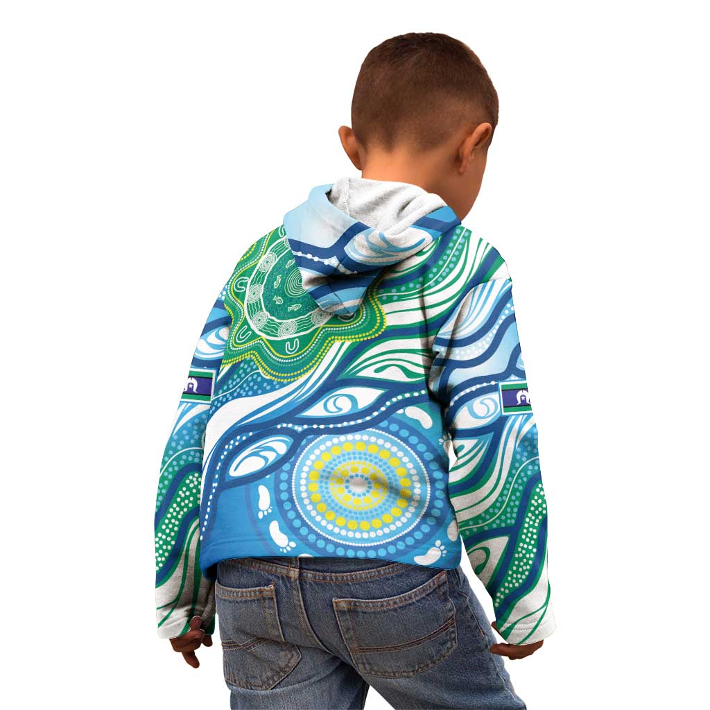 Torres Strait Islander Kid Hoodie Aboriginal Blue Art - Vibe Hoodie Shop