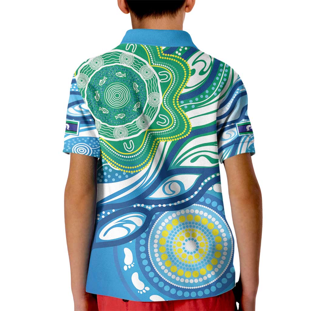 Torres Strait Islander Kid Polo Shirt Aboriginal Blue Art - Vibe Hoodie Shop