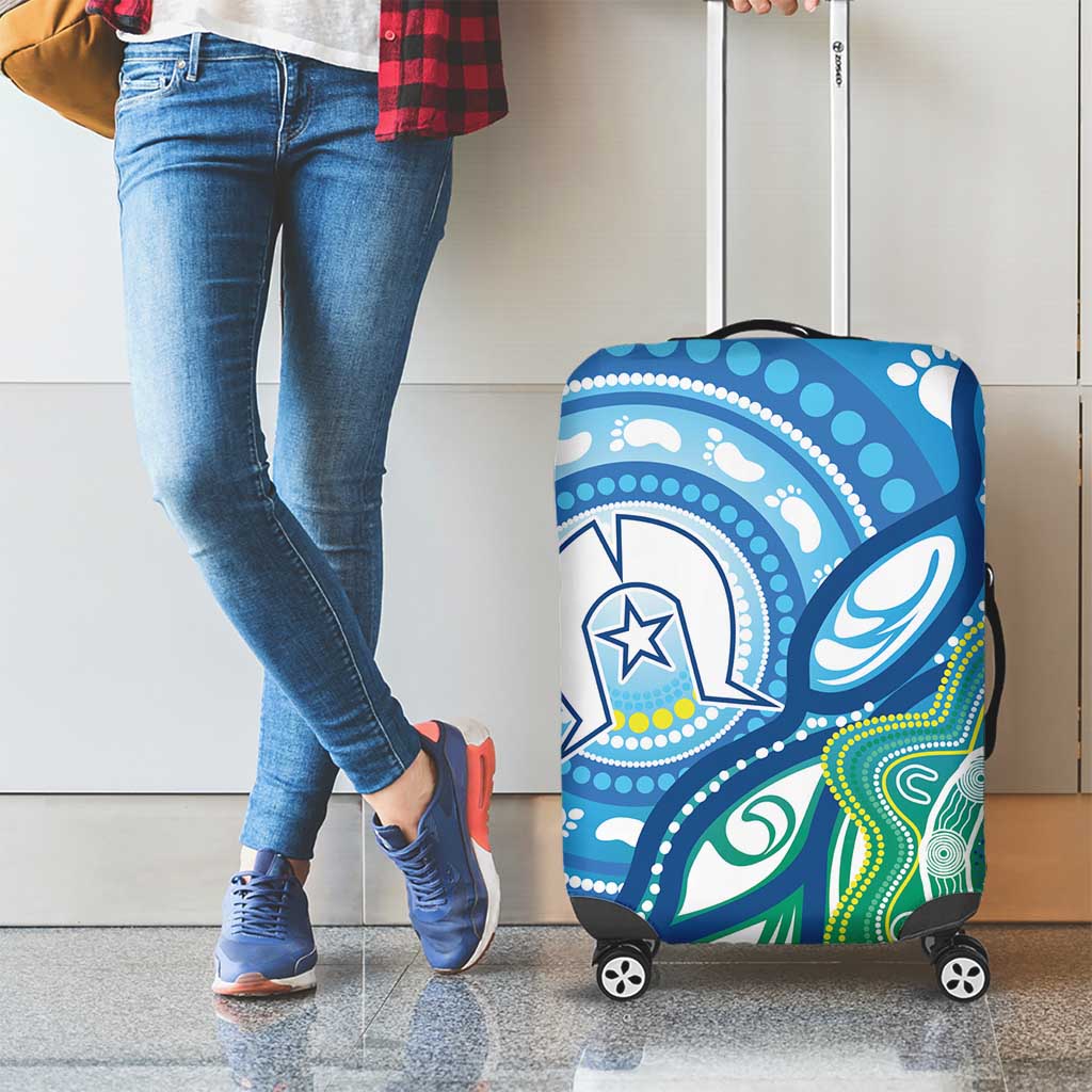 Torres Strait Islander Luggage Cover Aboriginal Blue Art - Vibe Hoodie Shop