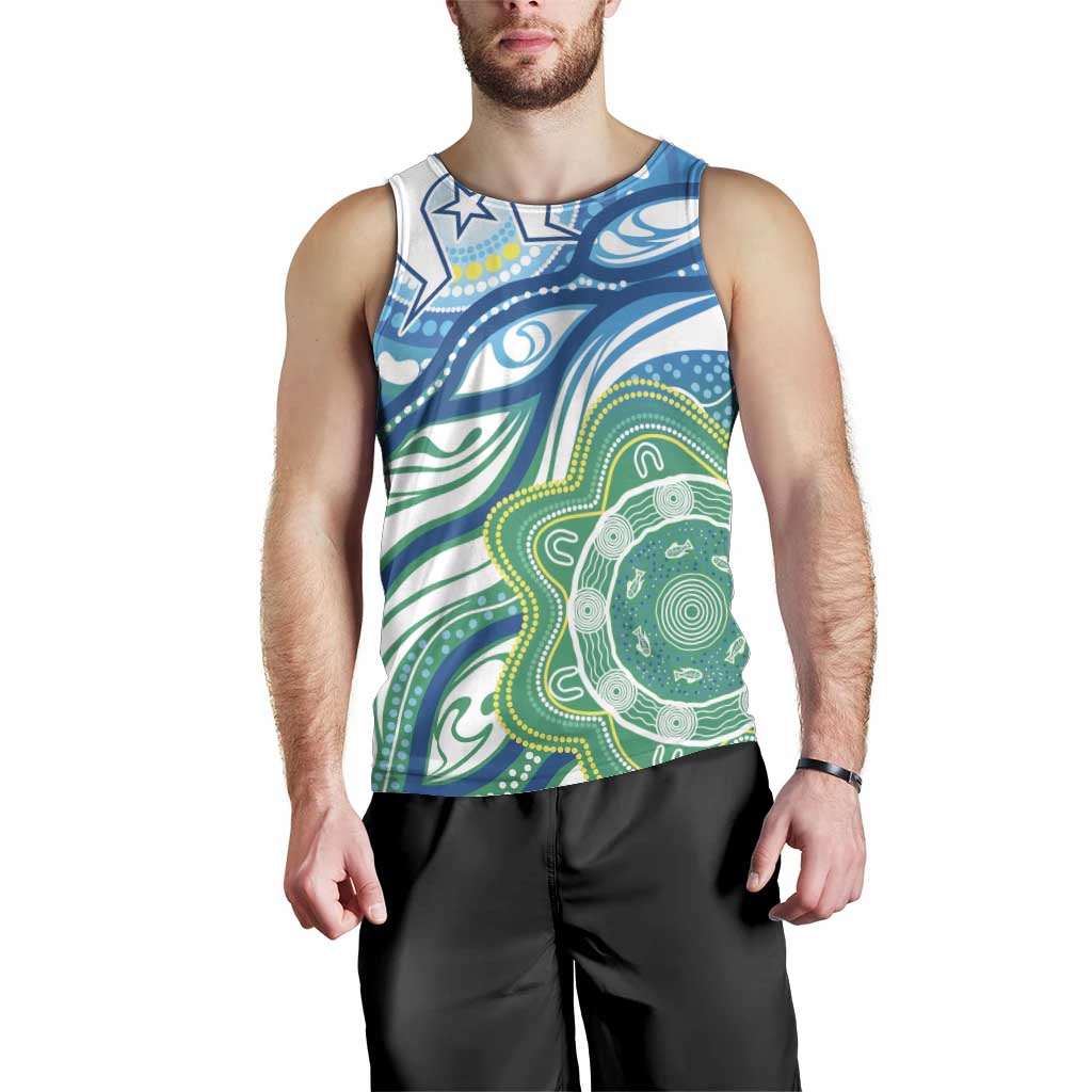 Torres Strait Islander Men Tank Top Aboriginal Blue Art - Vibe Hoodie Shop