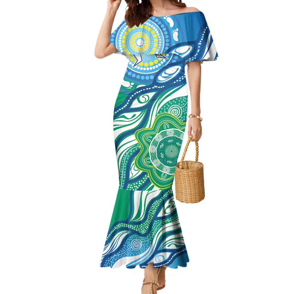 Torres Strait Islander Mermaid Dress Aboriginal Blue Art