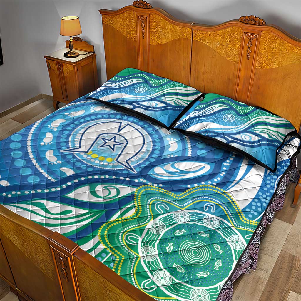 Torres Strait Islander Quilt Bed Set Aboriginal Blue Art - Vibe Hoodie Shop