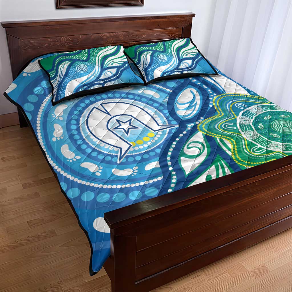 Torres Strait Islander Quilt Bed Set Aboriginal Blue Art - Vibe Hoodie Shop