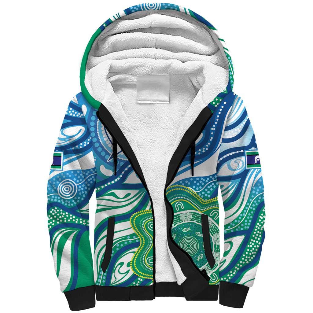 Torres Strait Islander Sherpa Hoodie Aboriginal Blue Art - Vibe Hoodie Shop