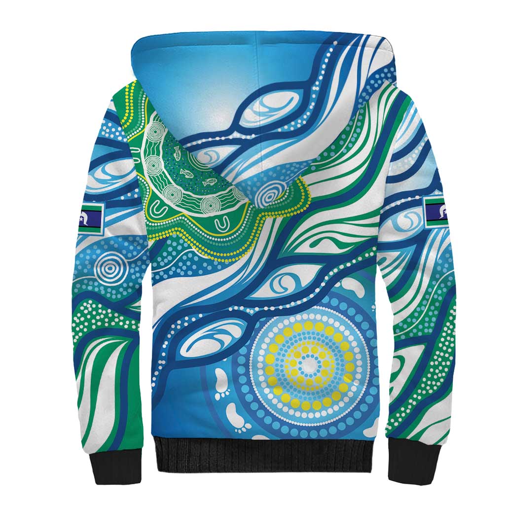 Torres Strait Islander Sherpa Hoodie Aboriginal Blue Art - Vibe Hoodie Shop