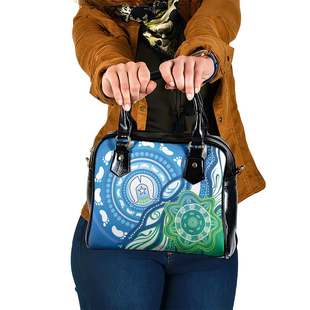 Torres Strait Islander Shoulder Handbag Aboriginal Blue Art - Vibe Hoodie Shop