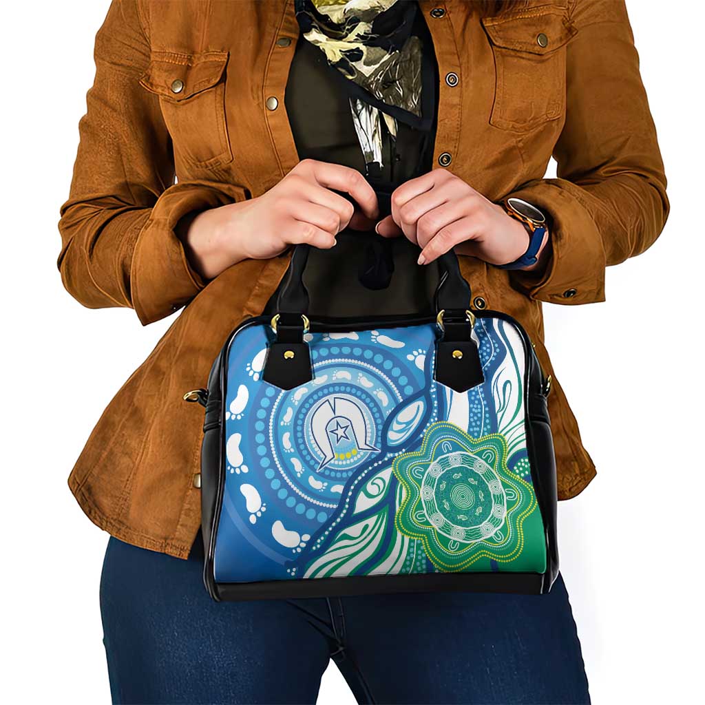 Torres Strait Islander Shoulder Handbag Aboriginal Blue Art - Vibe Hoodie Shop