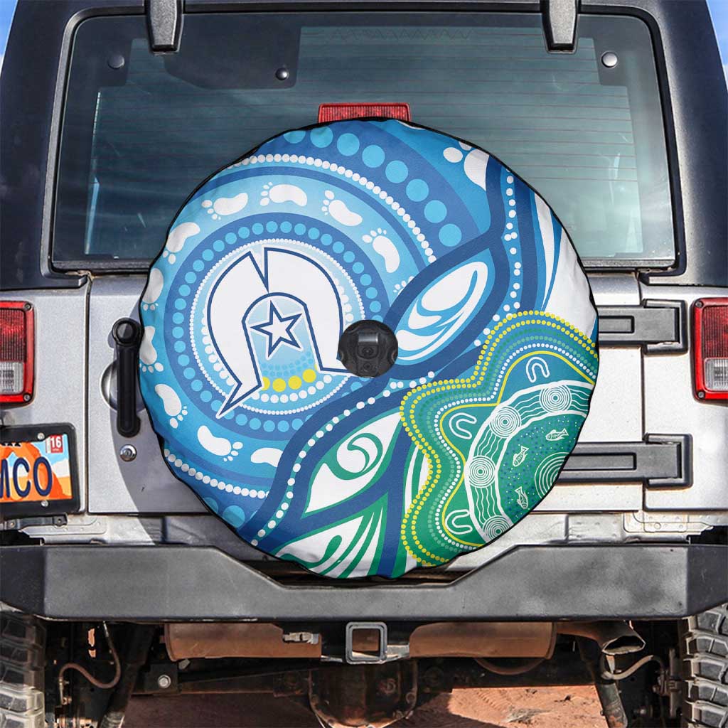 Torres Strait Islander Spare Tire Cover Aboriginal Blue Art - Vibe Hoodie Shop