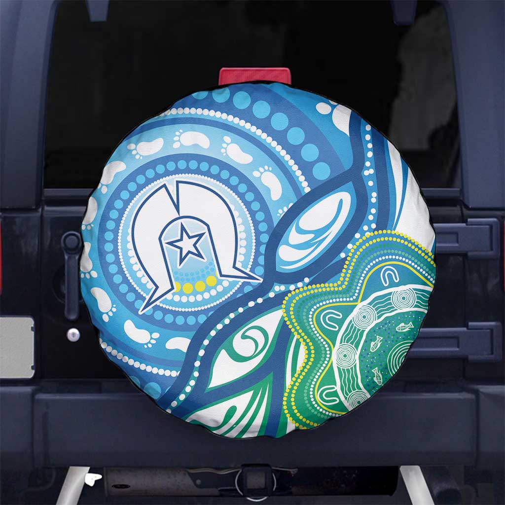 Torres Strait Islander Spare Tire Cover Aboriginal Blue Art - Vibe Hoodie Shop