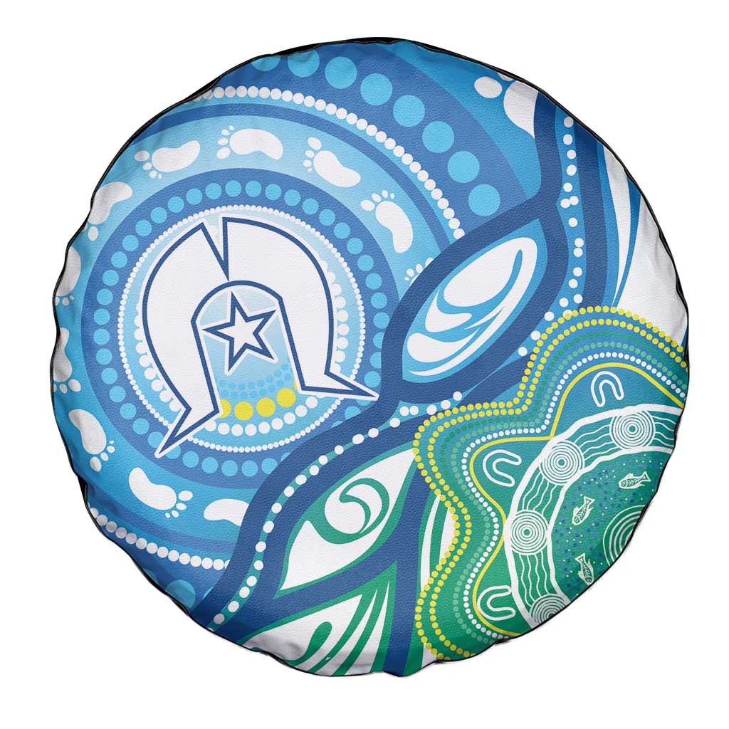 Torres Strait Islander Spare Tire Cover Aboriginal Blue Art - Vibe Hoodie Shop