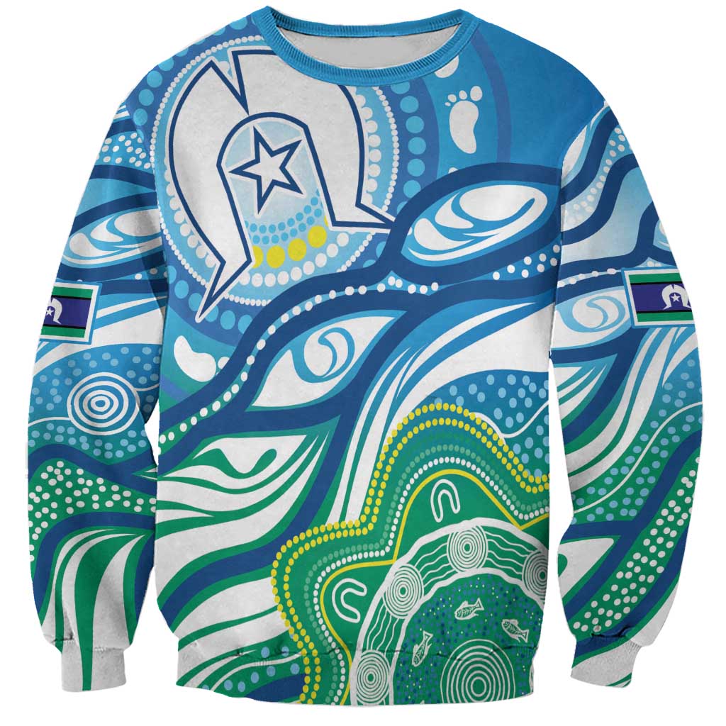 Torres Strait Islander Sweatshirt Aboriginal Blue Art - Vibe Hoodie Shop