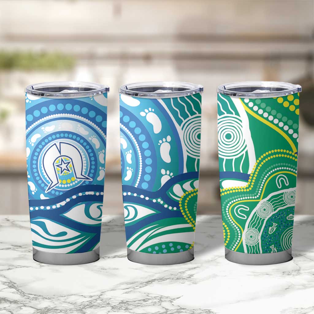 Torres Strait Islander Tumbler Cup Aboriginal Blue Art