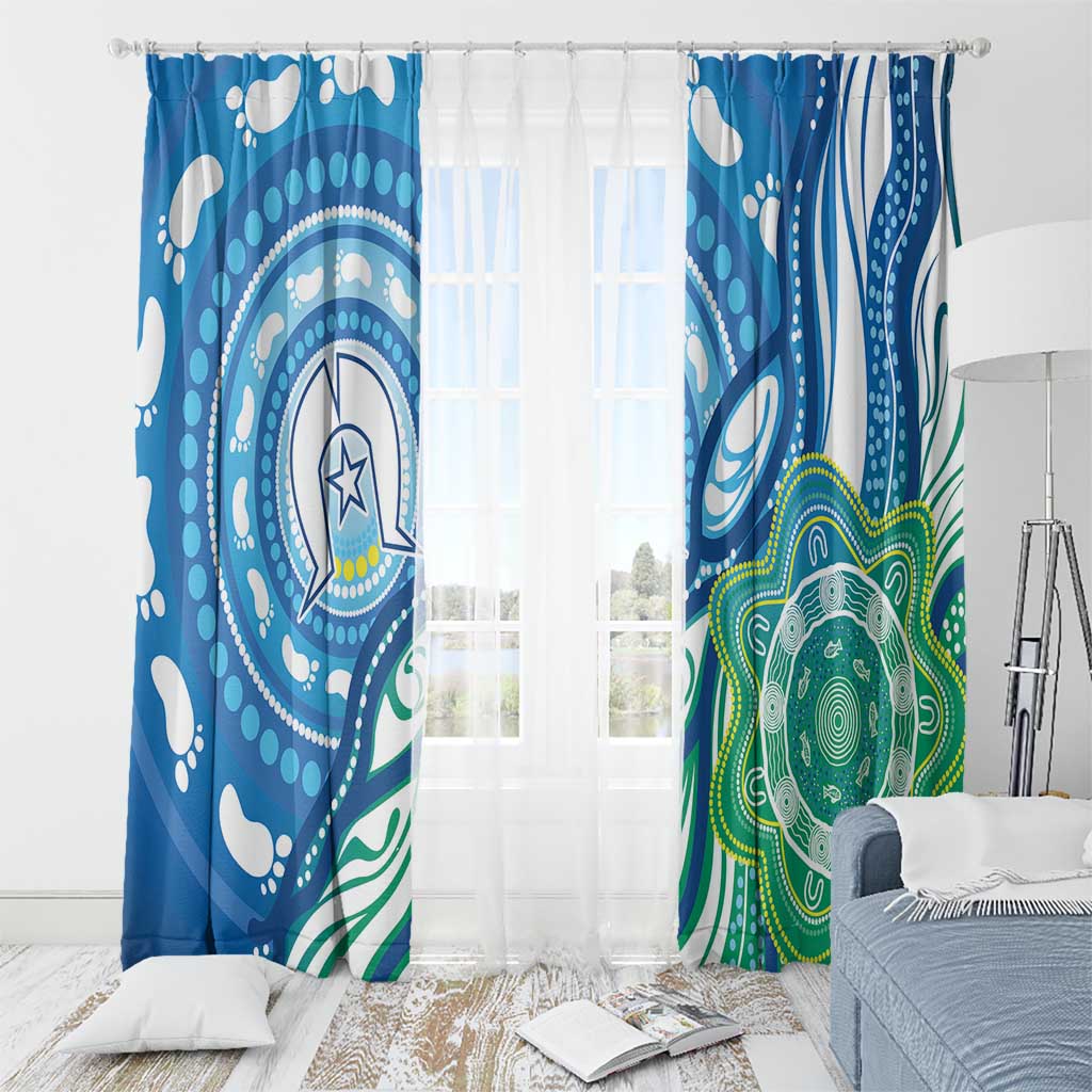 Torres Strait Islander Window Curtain Aboriginal Blue Art