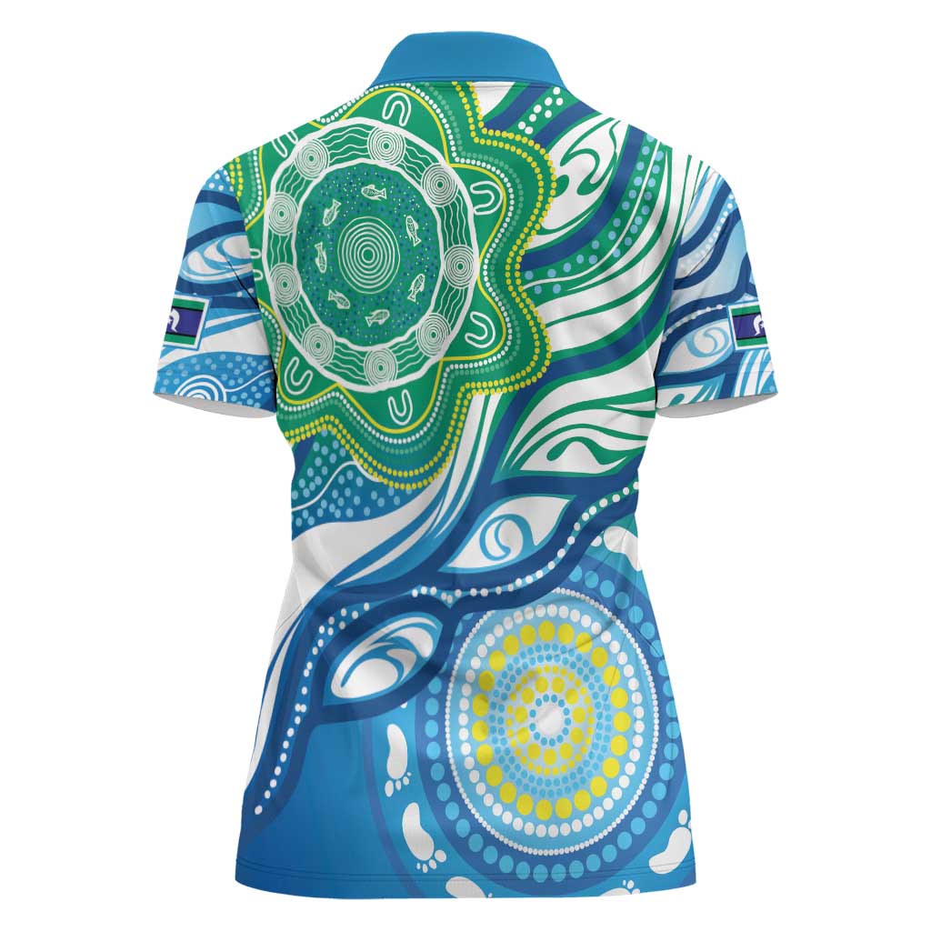 Torres Strait Islander Women Polo Shirt Aboriginal Blue Art - Vibe Hoodie Shop