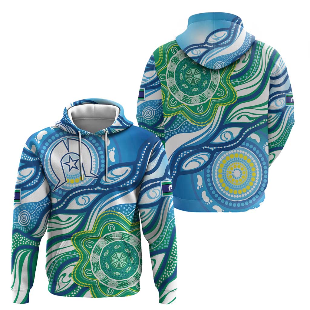 Torres Strait Islander Zip Hoodie Aboriginal Blue Art - Vibe Hoodie Shop