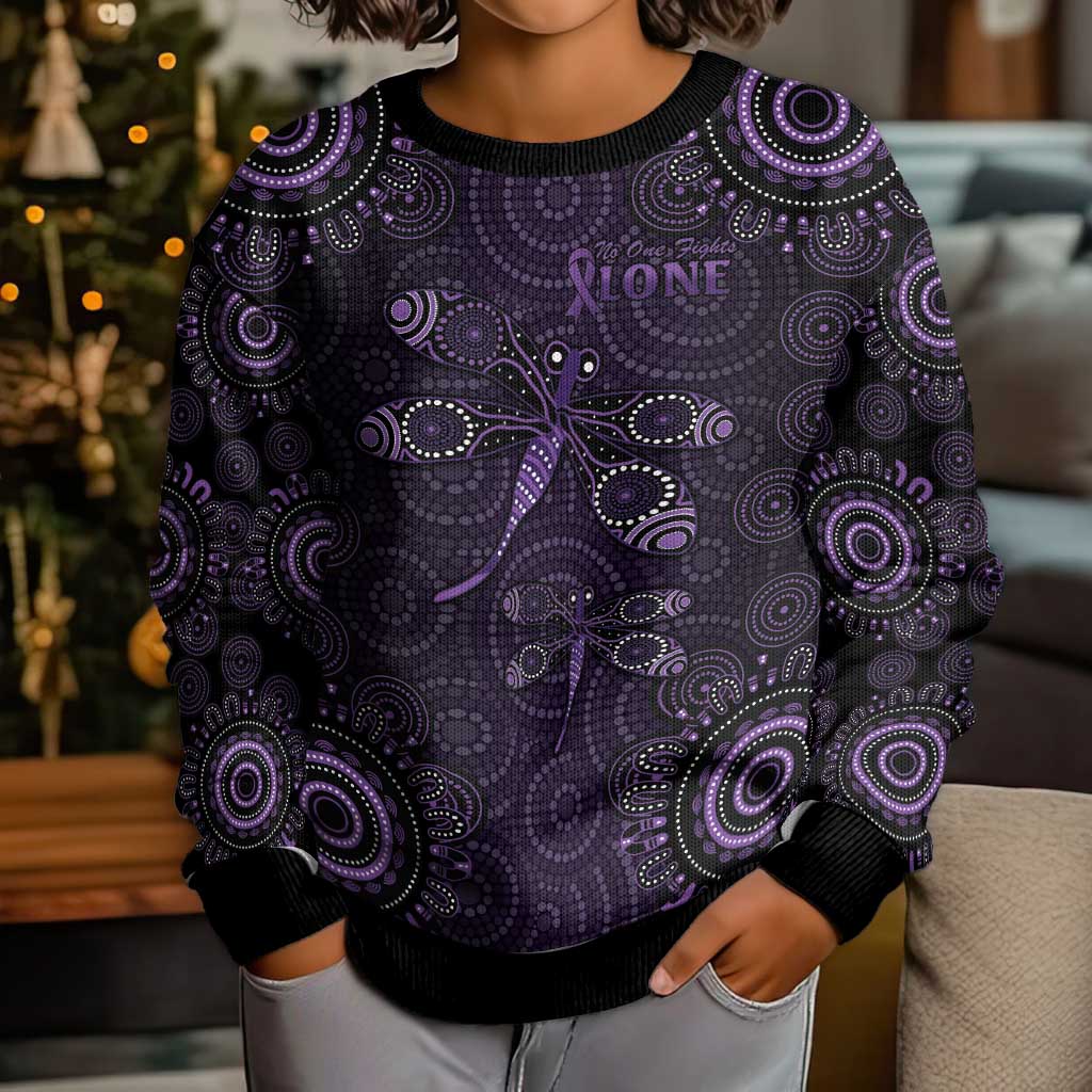 Purple Dragonfly Aboriginal of Hope Kid Ugly Christmas Sweater Australian Epilepsy Awareness - Vibe Hoodie