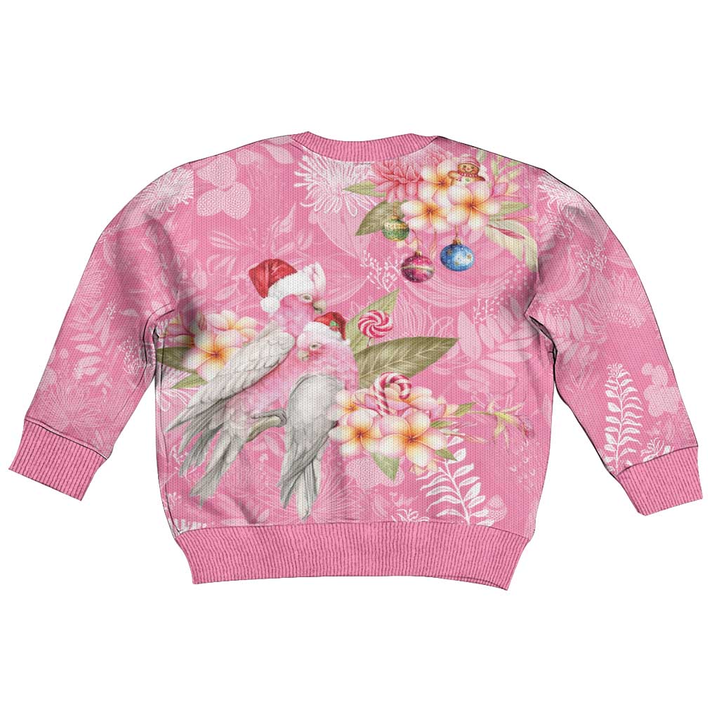 Joyful Pink Cockatoo Kid Ugly Christmas Sweater Australia Christmas Vibes - Vibe Hoodie