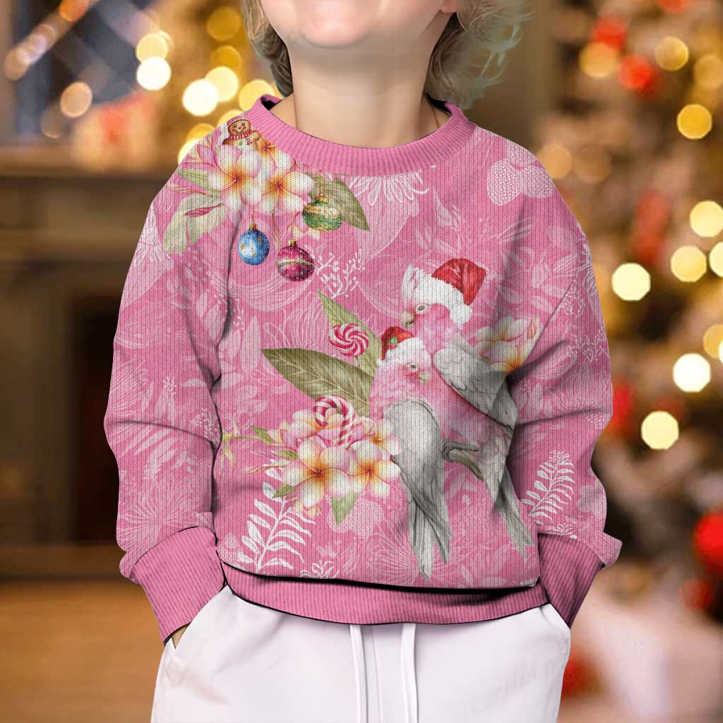 Joyful Pink Cockatoo Kid Ugly Christmas Sweater Australia Christmas Vibes - Vibe Hoodie