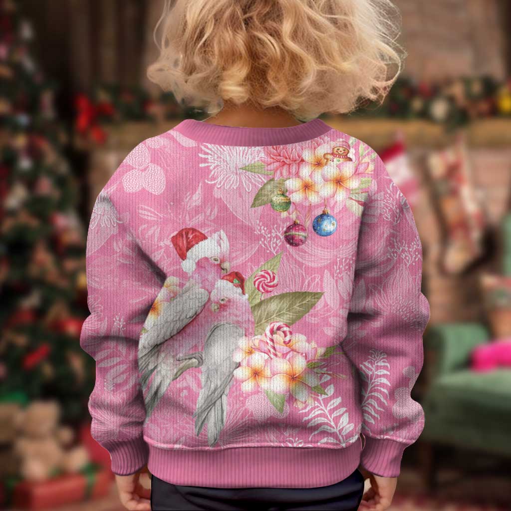 Joyful Pink Cockatoo Kid Ugly Christmas Sweater Australia Christmas Vibes - Vibe Hoodie