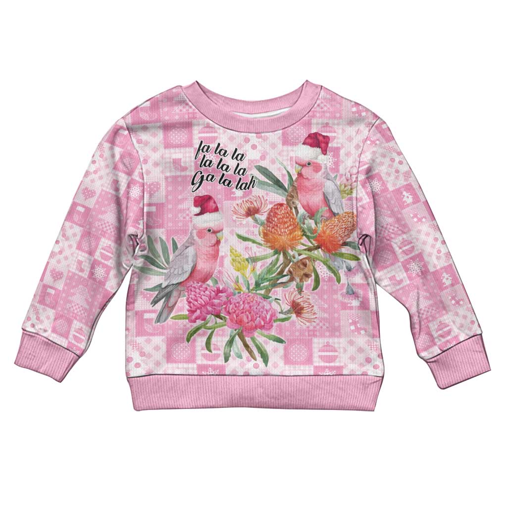 Sweet Pink Cockatoo’s Aussie Santa Kid Ugly Christmas Sweater Australia Christmas Vibes - Vibe Hoodie
