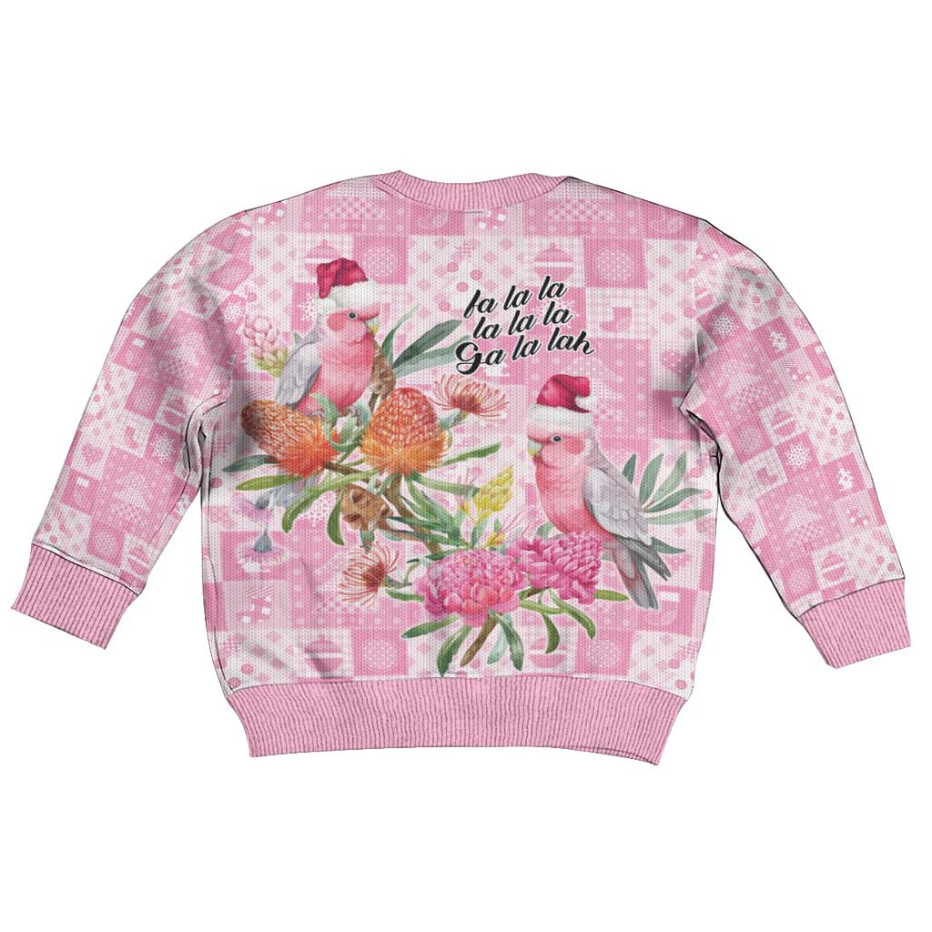 Sweet Pink Cockatoo’s Aussie Santa Kid Ugly Christmas Sweater Australia Christmas Vibes - Vibe Hoodie