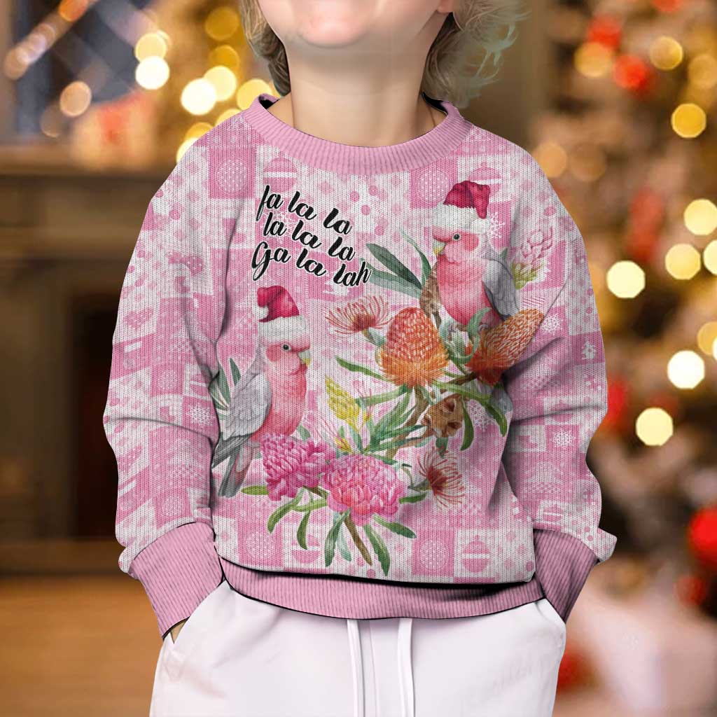 Sweet Pink Cockatoo’s Aussie Santa Kid Ugly Christmas Sweater Australia Christmas Vibes - Vibe Hoodie
