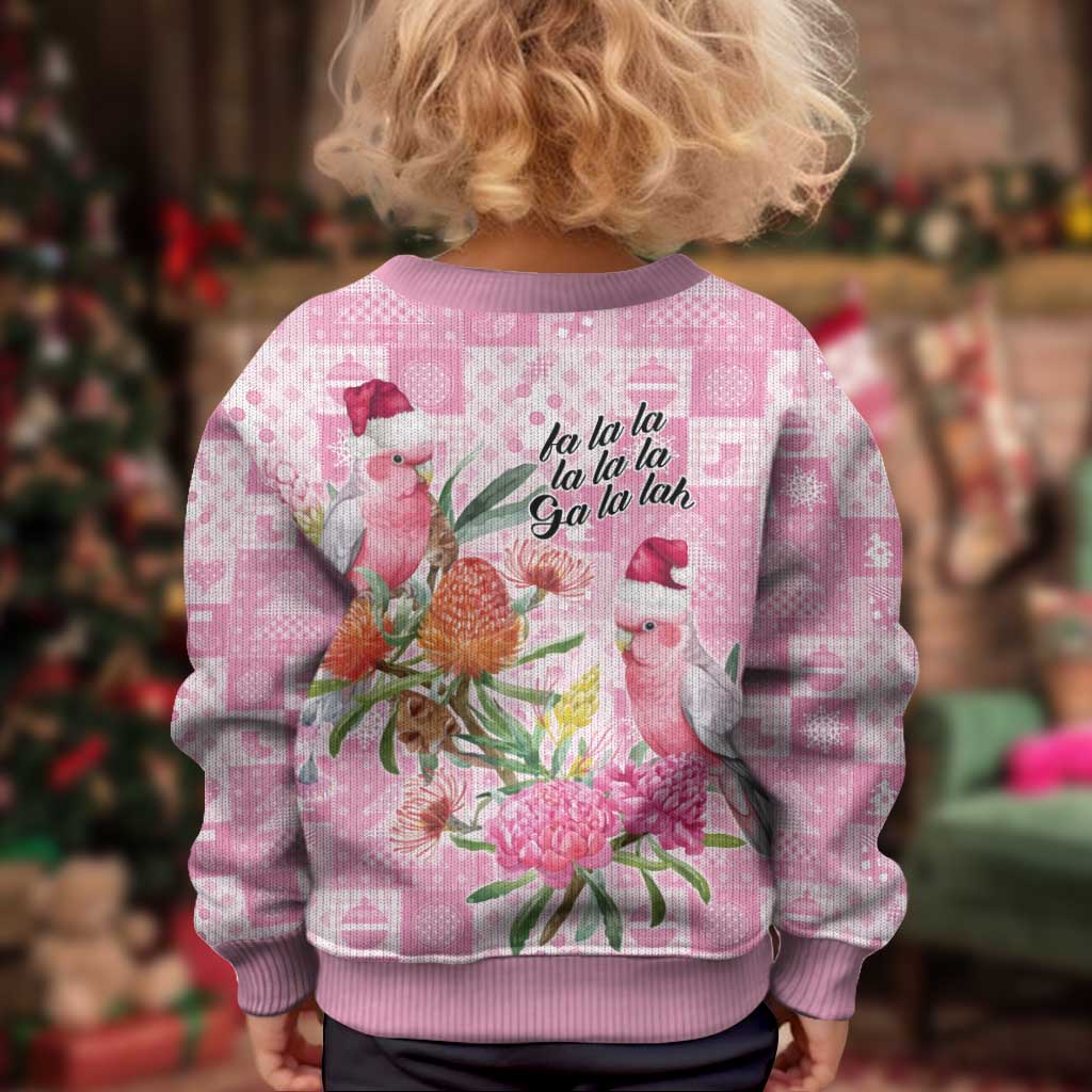 Sweet Pink Cockatoo’s Aussie Santa Kid Ugly Christmas Sweater Australia Christmas Vibes - Vibe Hoodie
