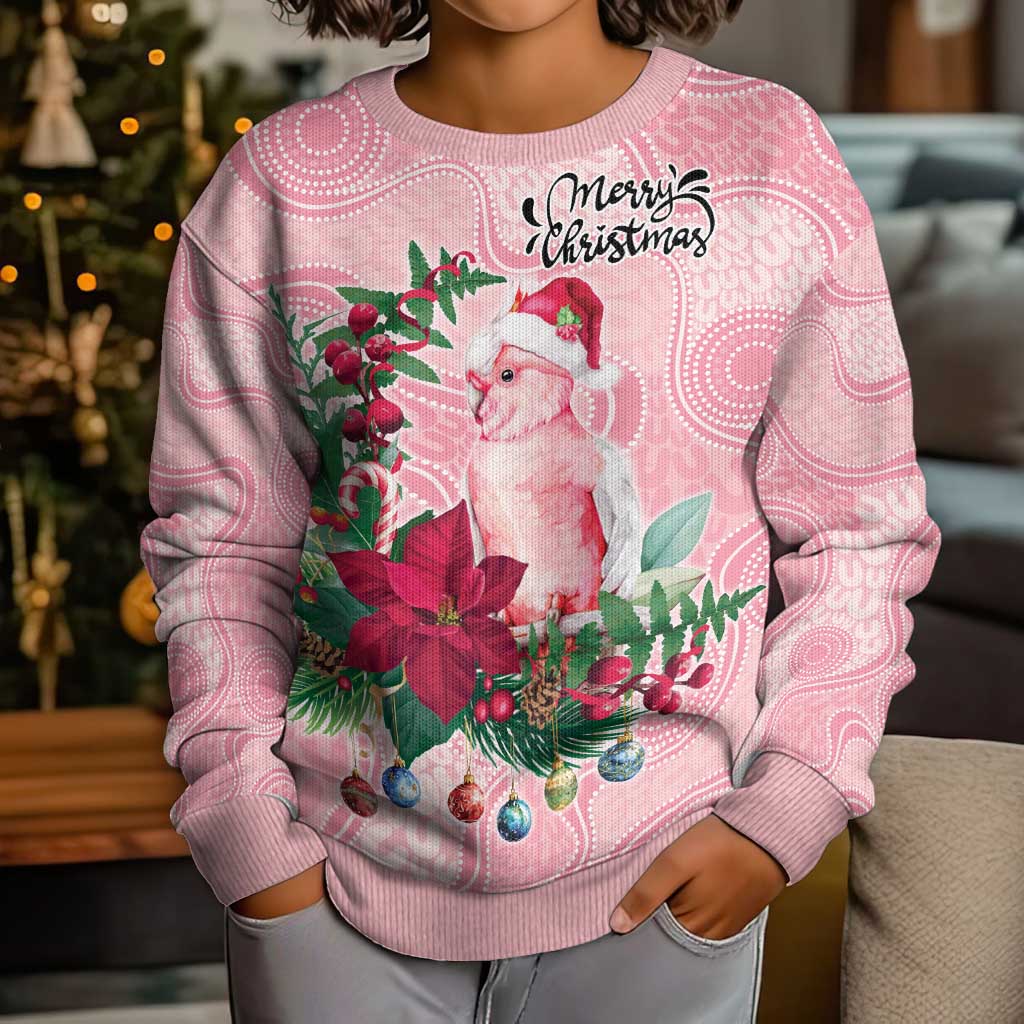 Watercolor Pink Galah Flowers Kid Ugly Christmas Sweater Australia Christmas Vibes - Vibe Hoodie