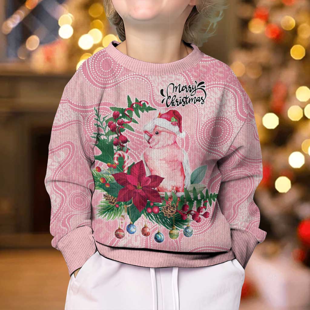 Watercolor Pink Galah Flowers Kid Ugly Christmas Sweater Australia Christmas Vibes - Vibe Hoodie
