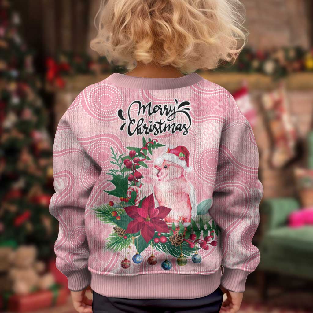 Watercolor Pink Galah Flowers Kid Ugly Christmas Sweater Australia Christmas Vibes - Vibe Hoodie