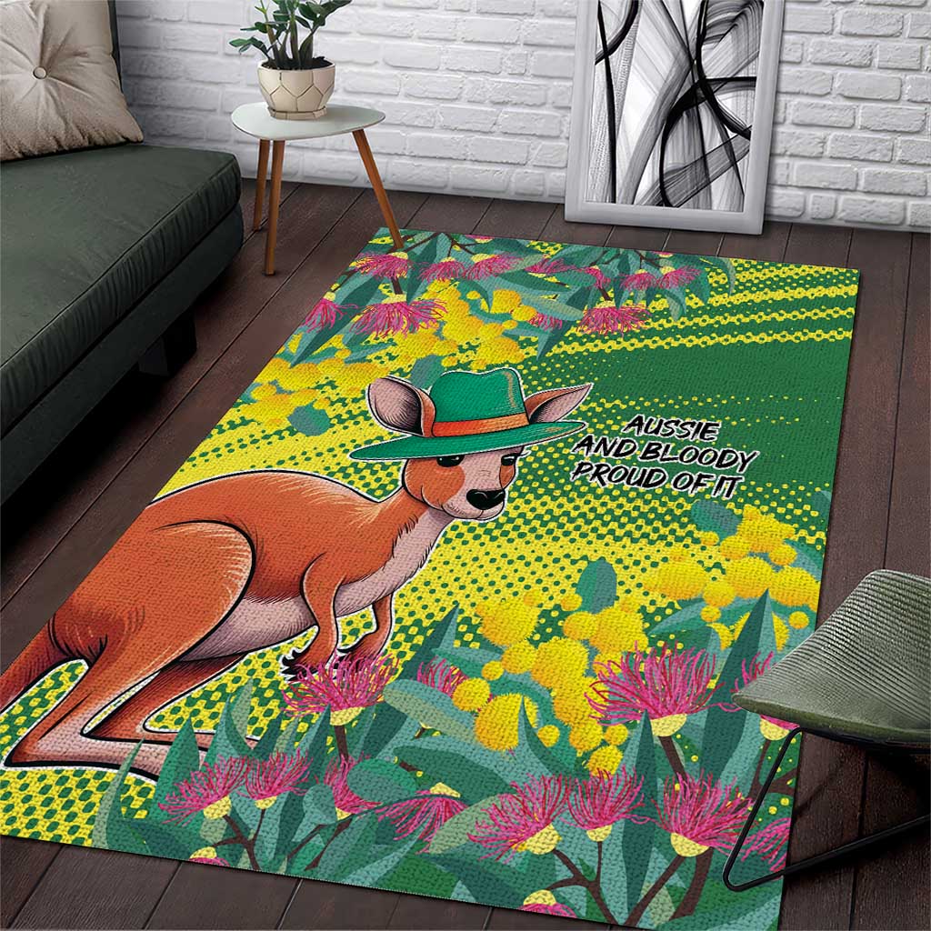 Aussie and Bloody Proud of It Area Rug Happy Australia Day - Vibe Hoodie Shop