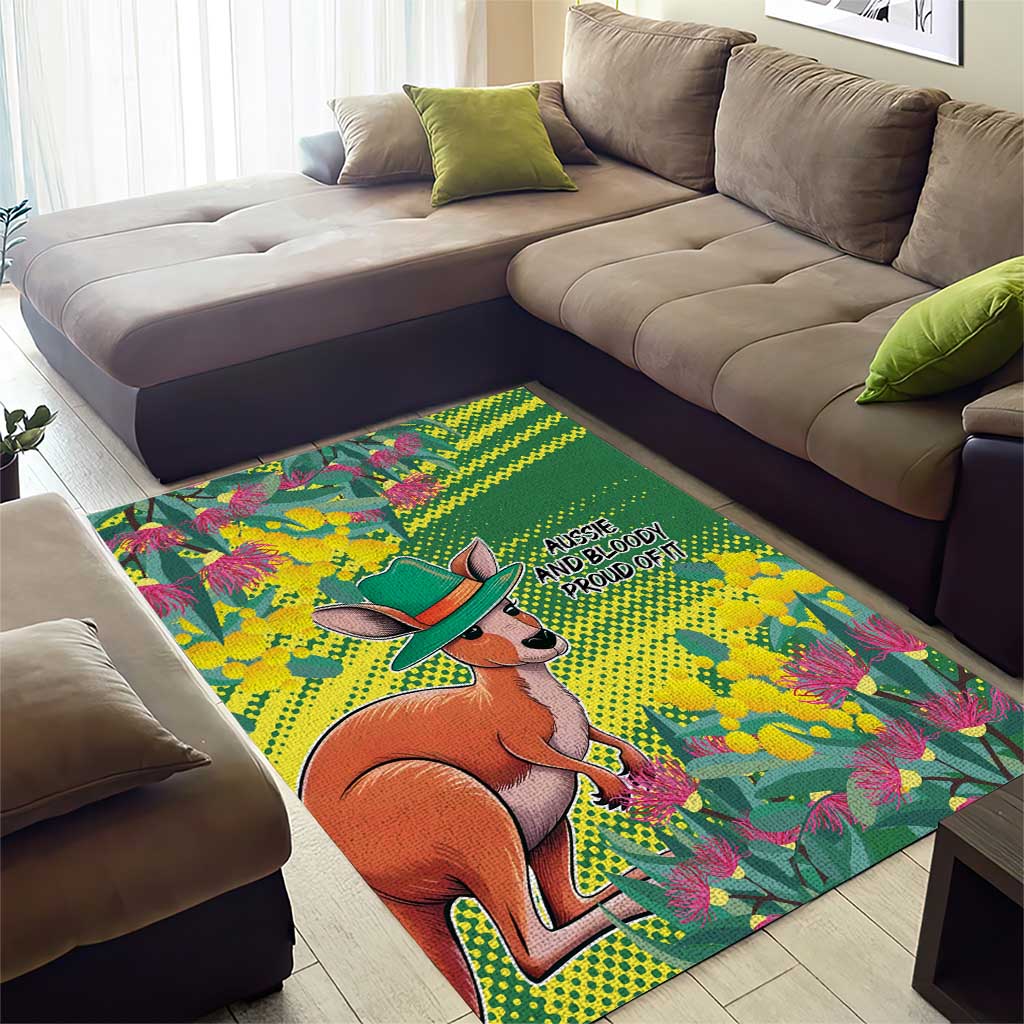 Aussie and Bloody Proud of It Area Rug Happy Australia Day - Vibe Hoodie Shop