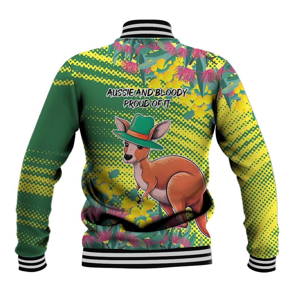 Aussie and Bloody Proud of It Baseball Jacket Happy Australia Day - Vibe Hoodie Shop