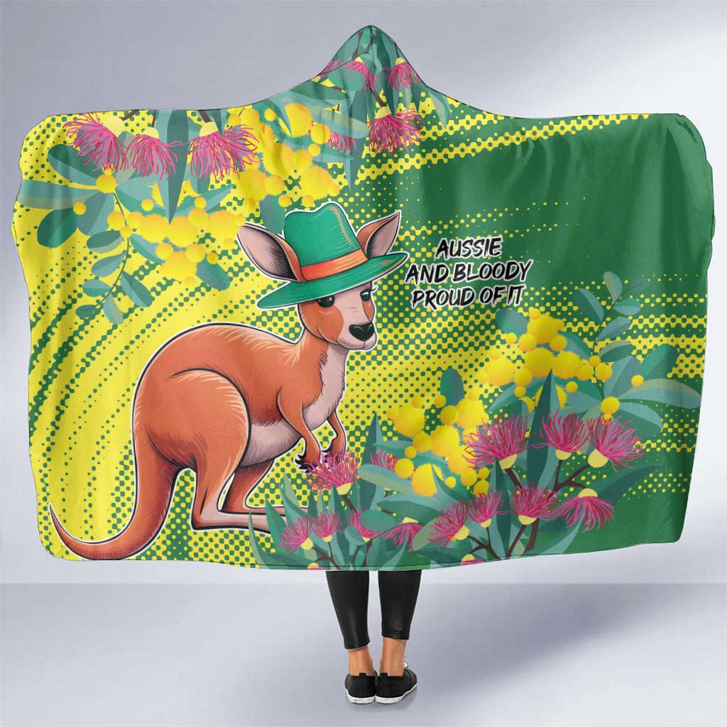 Aussie and Bloody Proud of It Hooded Blanket Happy Australia Day