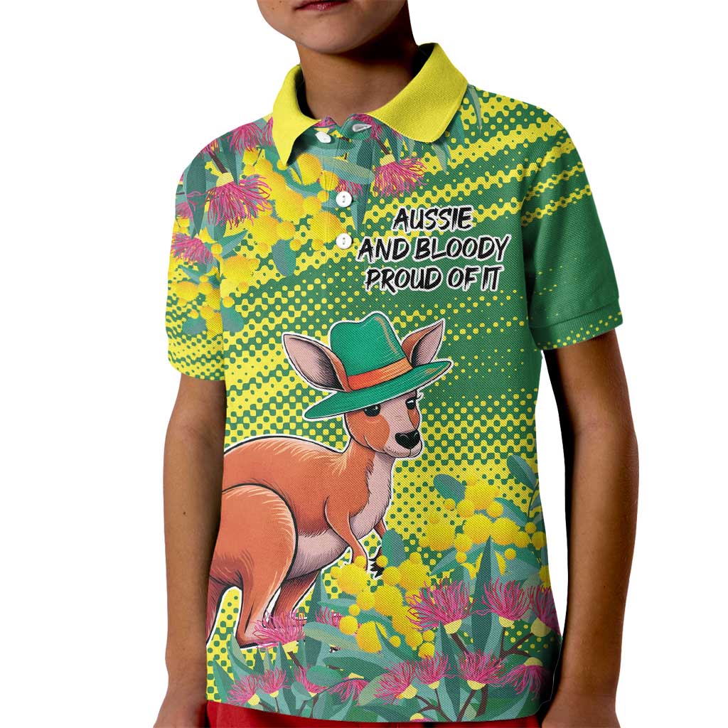 Aussie and Bloody Proud of It Kid Polo Shirt Happy Australia Day - Vibe Hoodie Shop