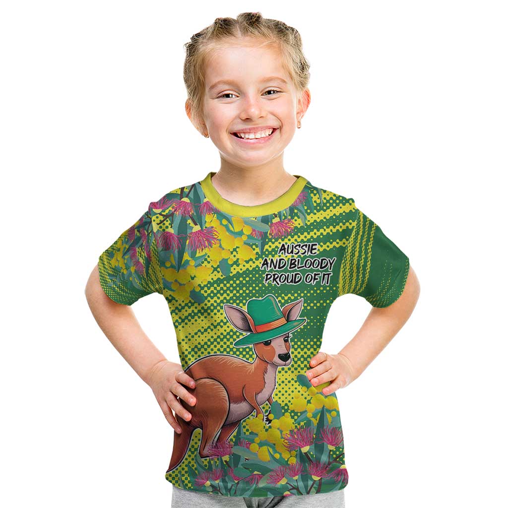 Aussie and Bloody Proud of It Kid T Shirt Happy Australia Day - Vibe Hoodie Shop